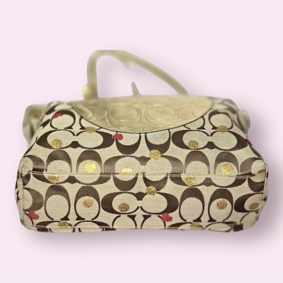 Coach Laura Signature Secret Admirer Tote Gold Red Hearts - Picture 9 of 14